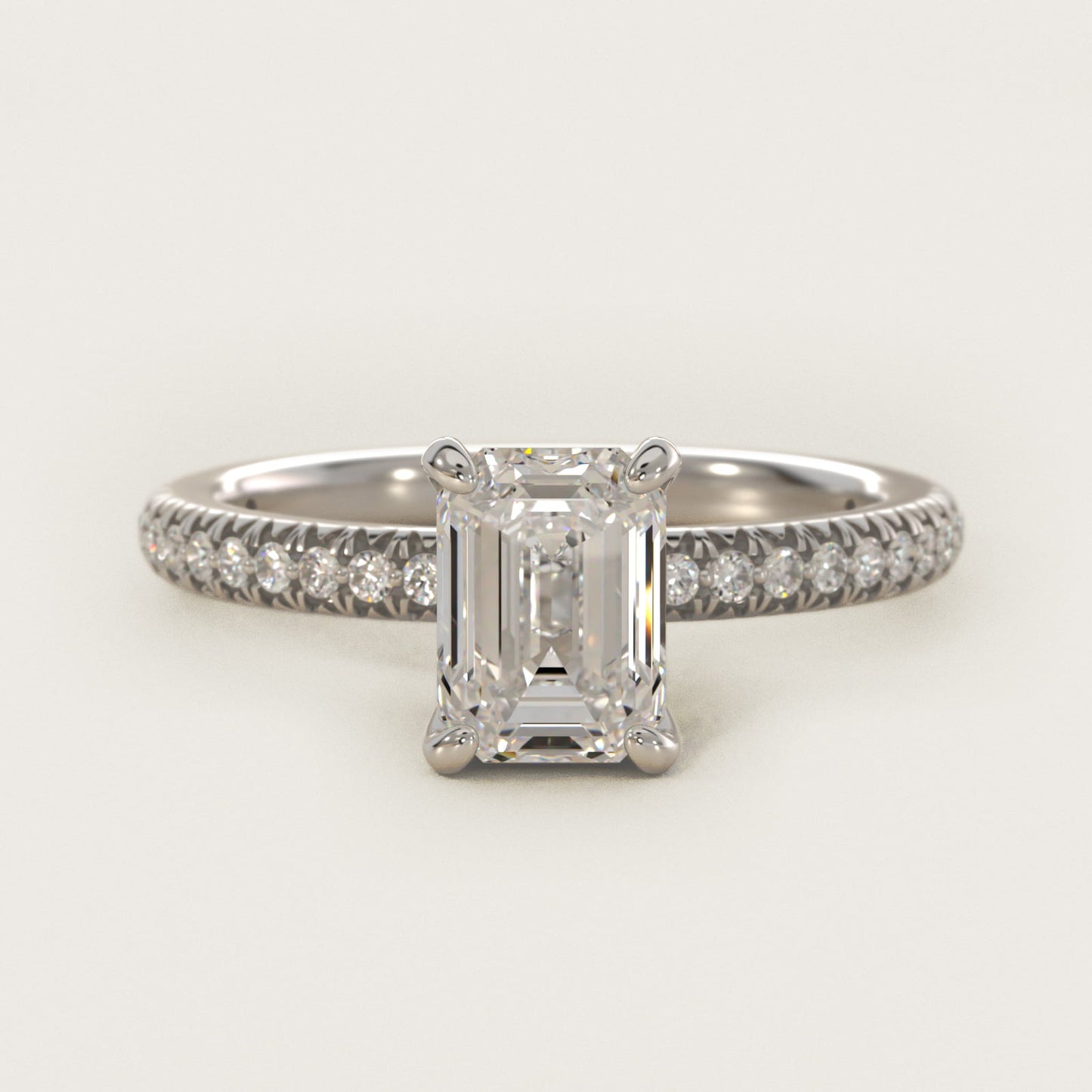 Pav? Contour Diamond Engagement Ring In 18k White Gold By James Allen - Emerald Center