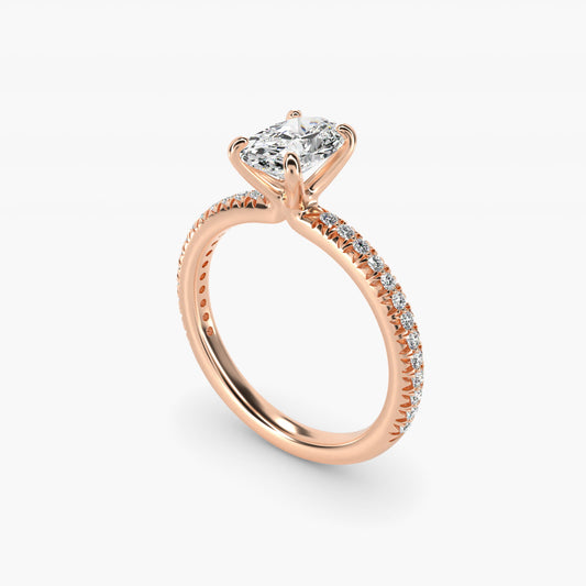 PavŽ Contour Diamond Engagement Ring In 14K Rose Gold By James Allen - Oval Center