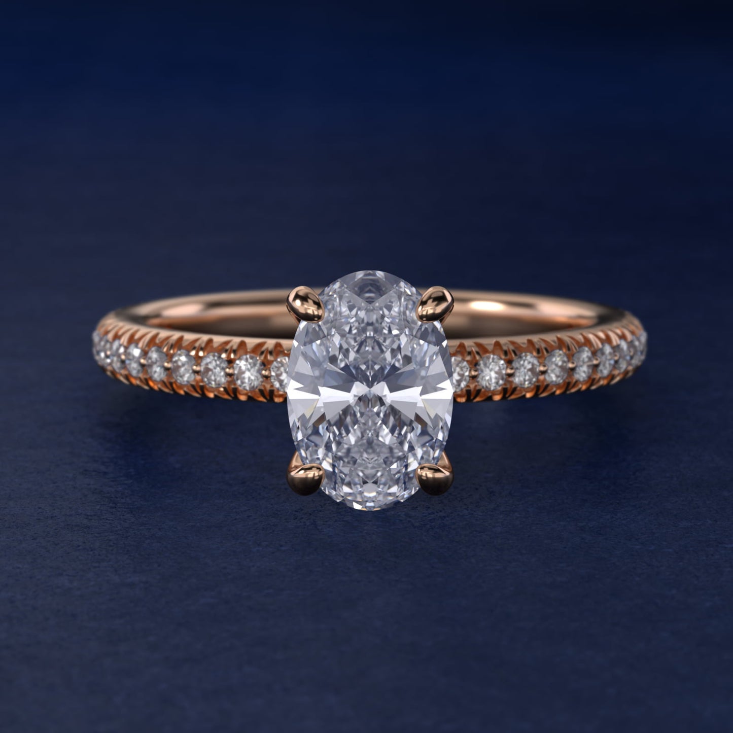 PavŽ Contour Diamond Engagement Ring In 14K Rose Gold By James Allen - Oval Center