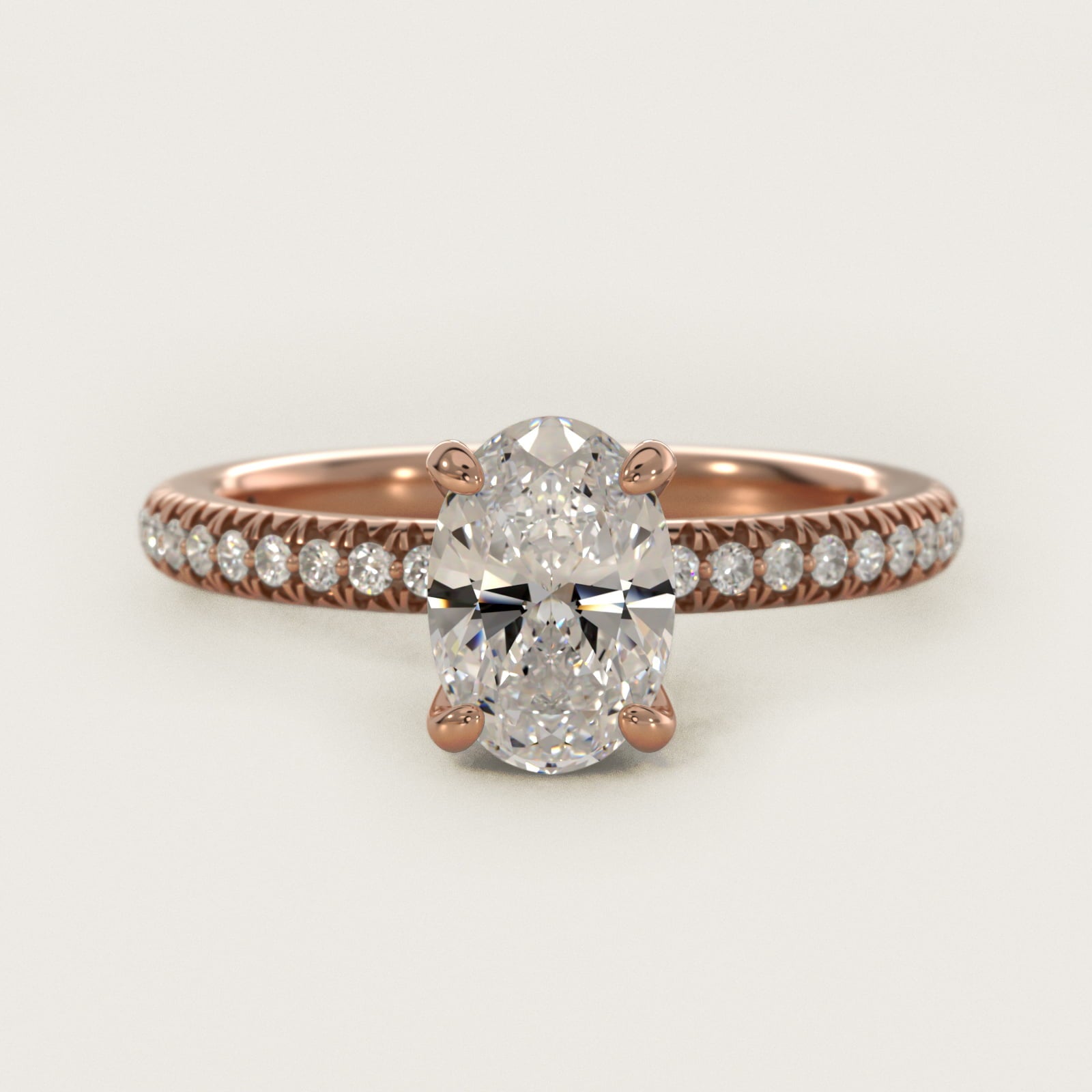 PavŽ Contour Diamond Engagement Ring In 14K Rose Gold By James Allen - Oval Center