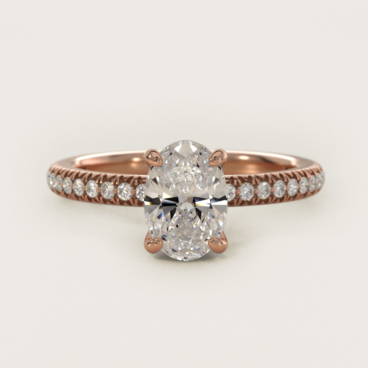 Pav? Contour Diamond Engagement Ring In 18k Rose Gold By James Allen - Oval Center
