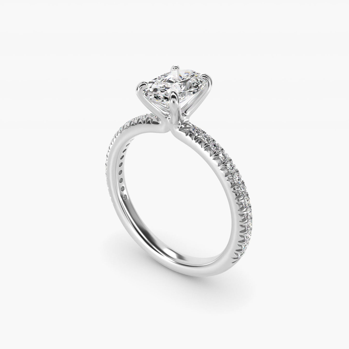 Pav? Contour Diamond Engagement Ring In 18k White Gold By James Allen - Oval Center