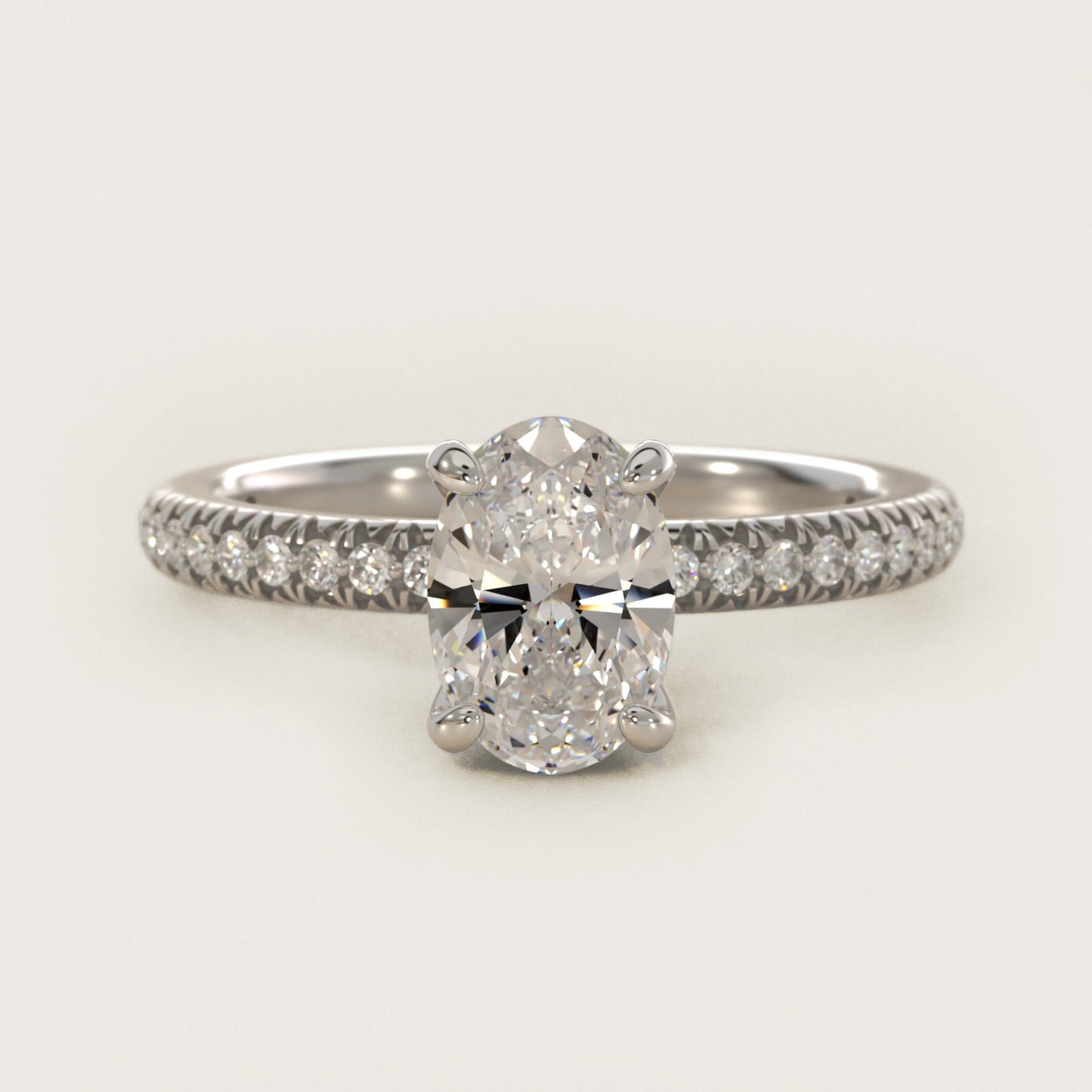 Pav? Contour Diamond Engagement Ring In 18k White Gold By James Allen - Oval Center