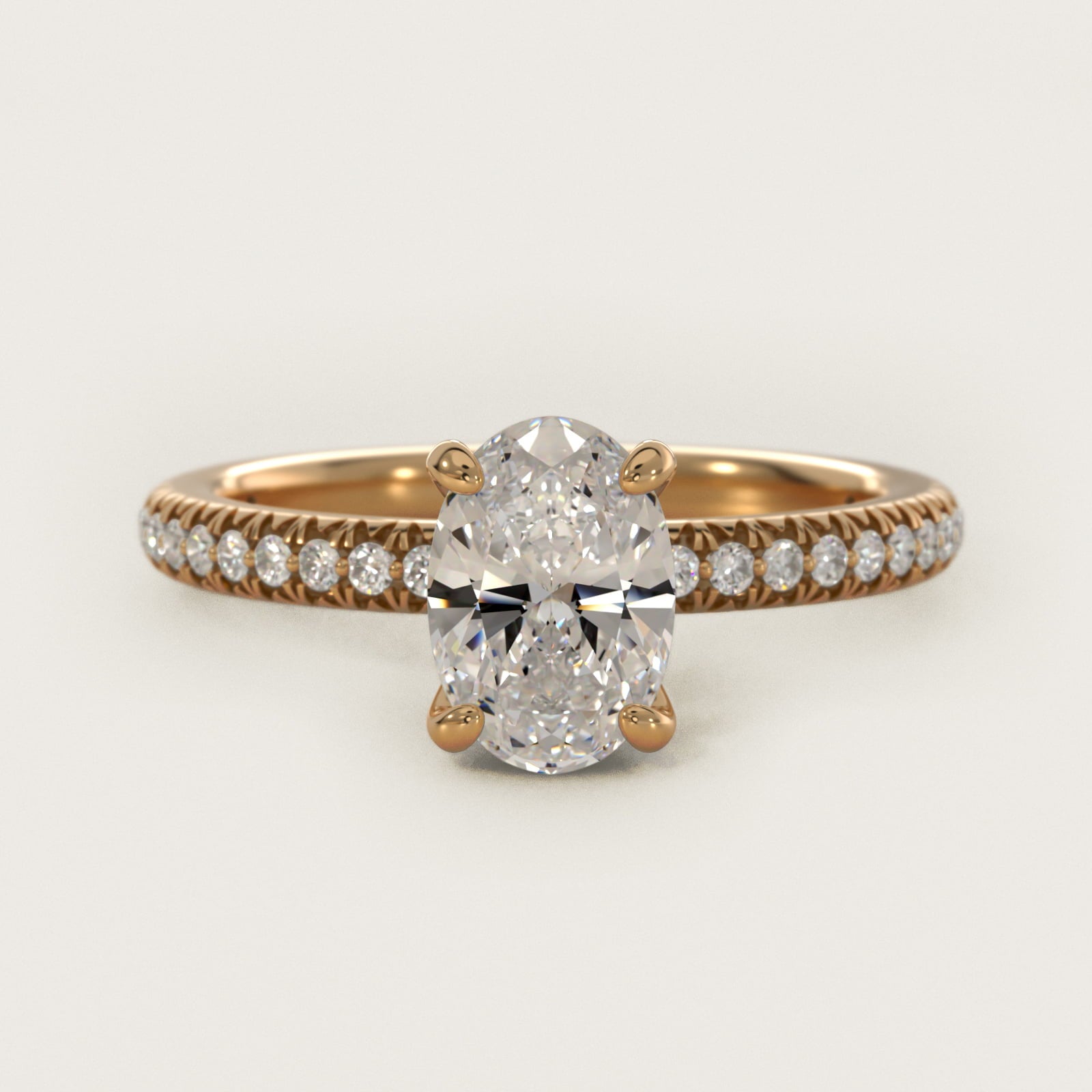 PavŽ Contour Diamond Engagement Ring In 14K Yellow Gold By James Allen - Oval Center