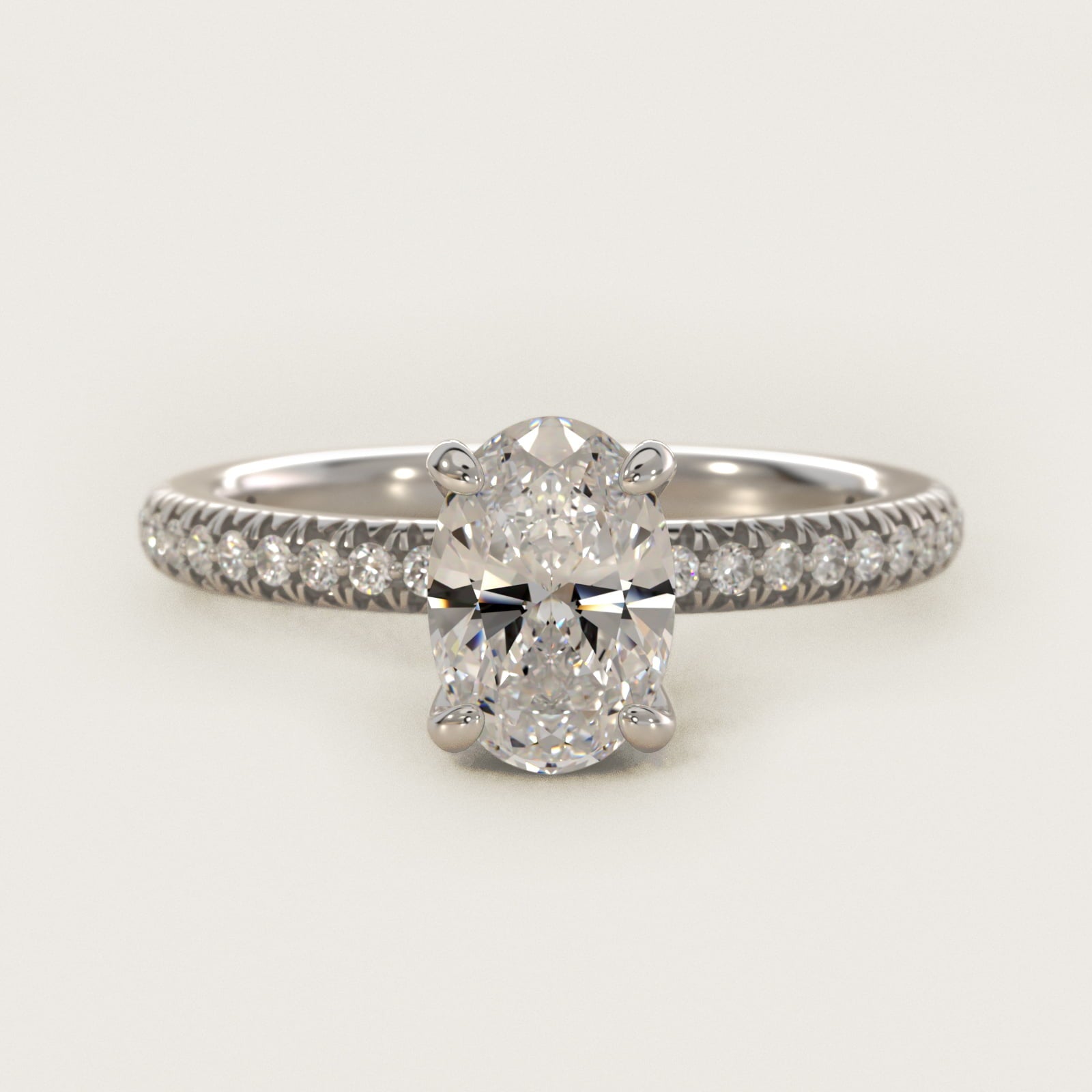 Pav? Contour Diamond Engagement Ring In Platinum By James Allen - Oval Center