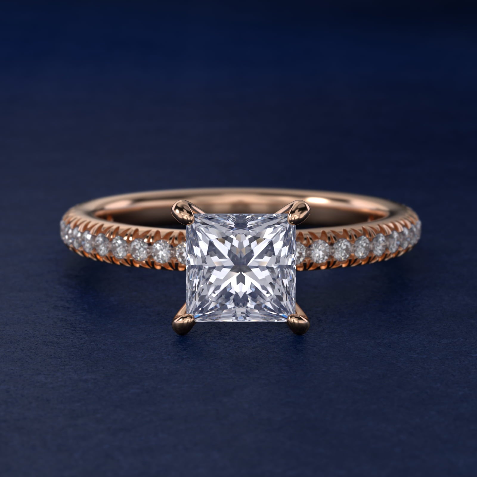 Pav? Contour Diamond Engagement Ring In 18k Rose Gold By James Allen - Princess Center