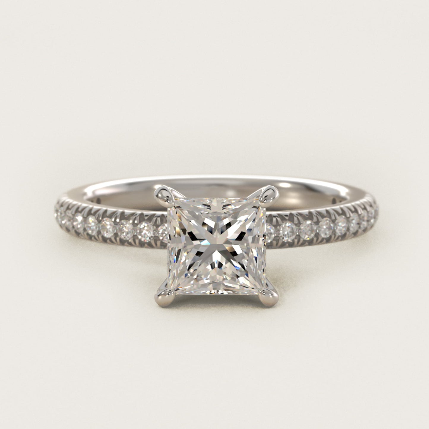 PavŽ Contour Diamond Engagement Ring In 14K White Gold By James Allen - Princess Center