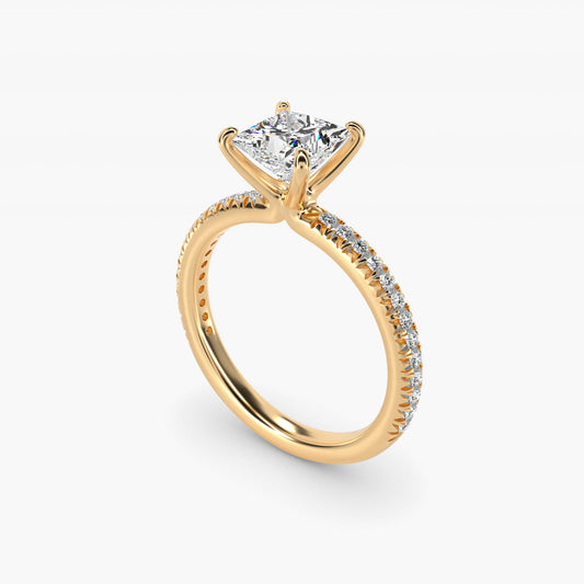 Pav? Contour Diamond Engagement Ring In 18k Yellow Gold By James Allen - Princess Center