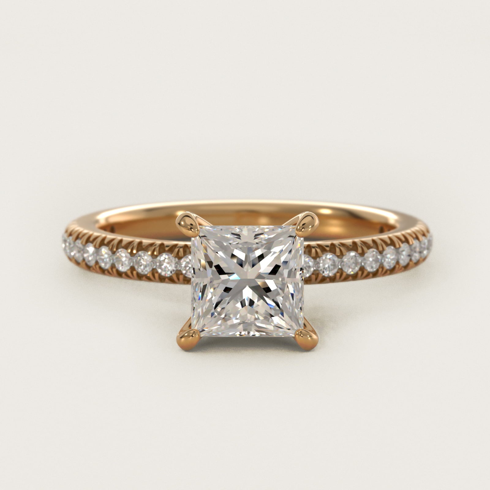 Pav? Contour Diamond Engagement Ring In 18k Yellow Gold By James Allen - Princess Center