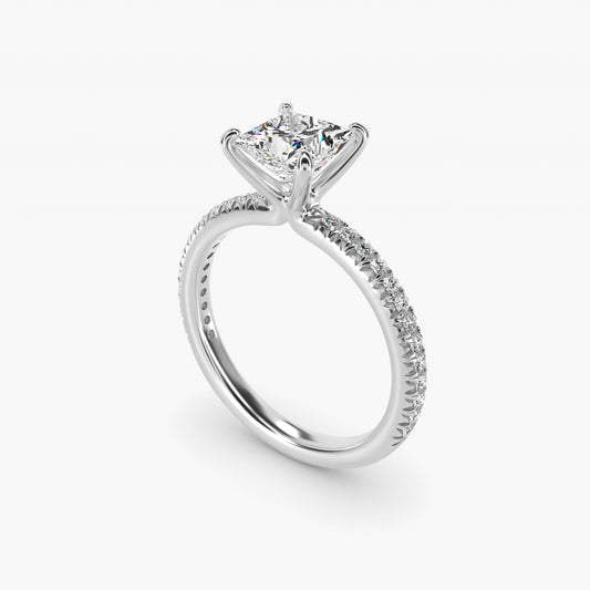 Pav? Contour Diamond Engagement Ring In Platinum By James Allen - Princess Center