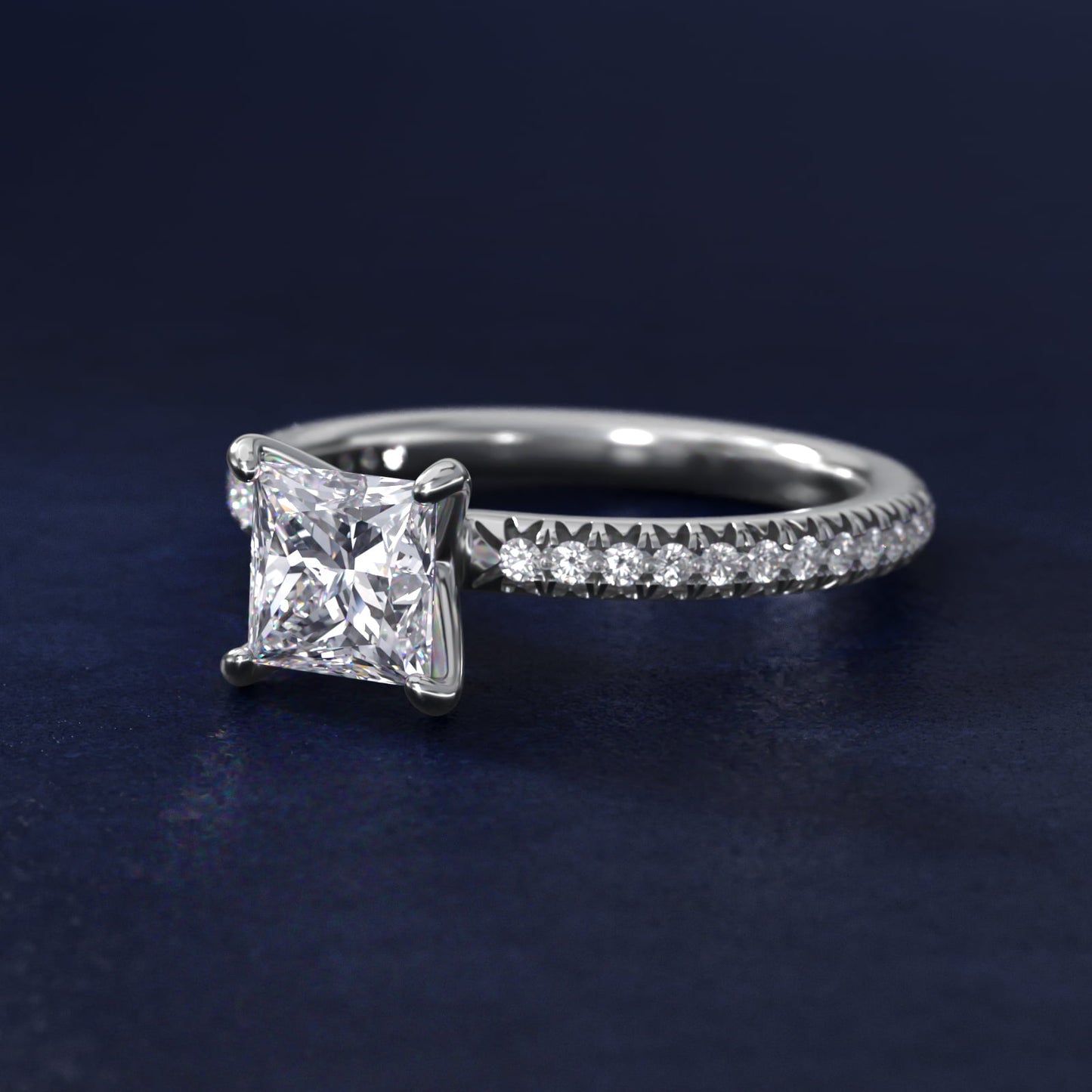 Pav? Contour Diamond Engagement Ring In Platinum By James Allen - Princess Center