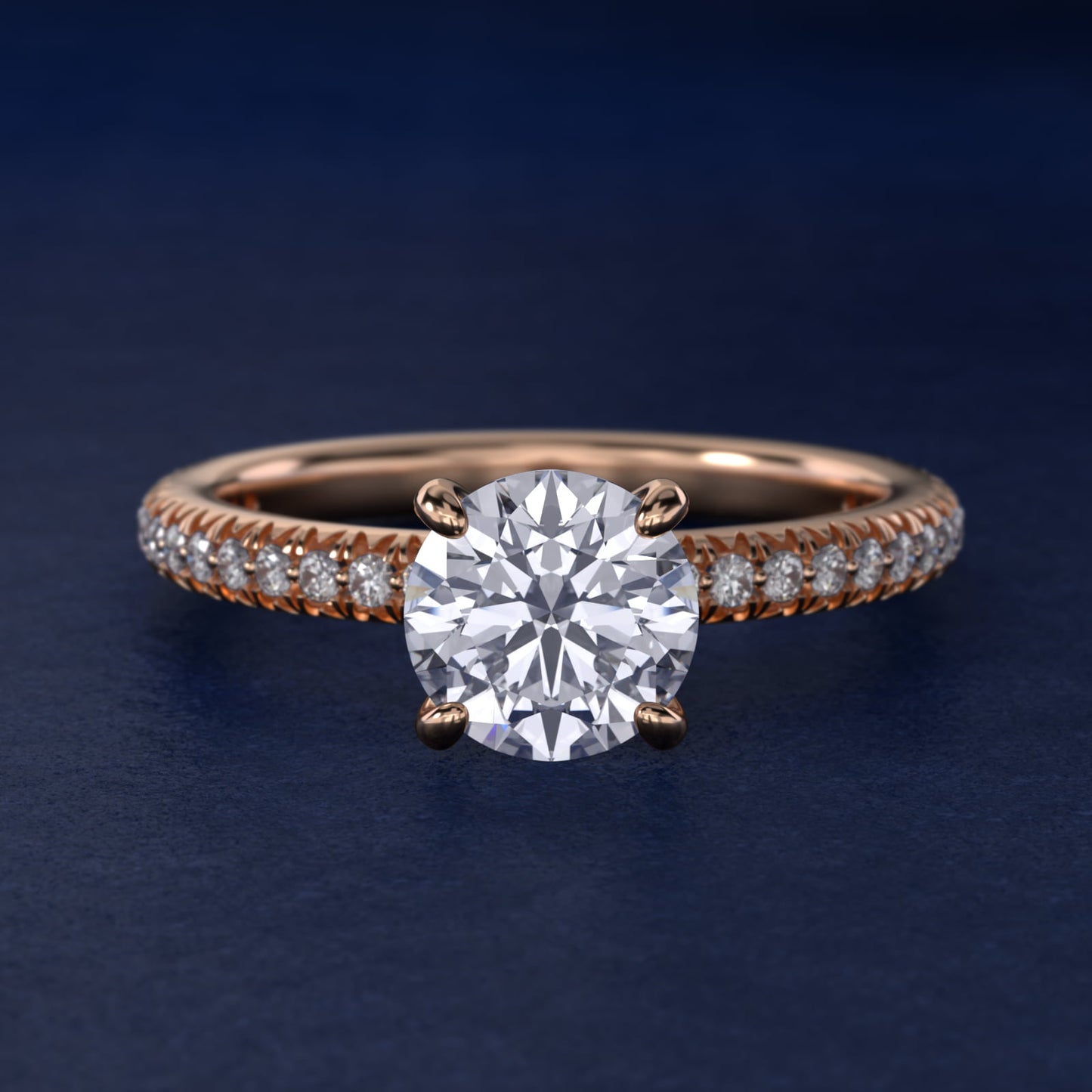 PavŽ Contour Diamond Engagement Ring In 14K Rose Gold By James Allen - Round Center