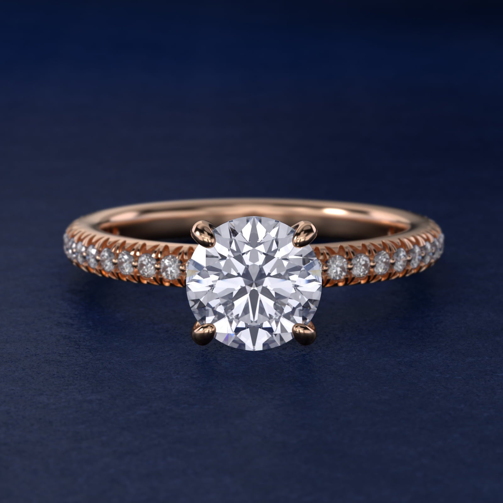 Pav? Contour Diamond Engagement Ring In 18k Rose Gold By James Allen - Round Center