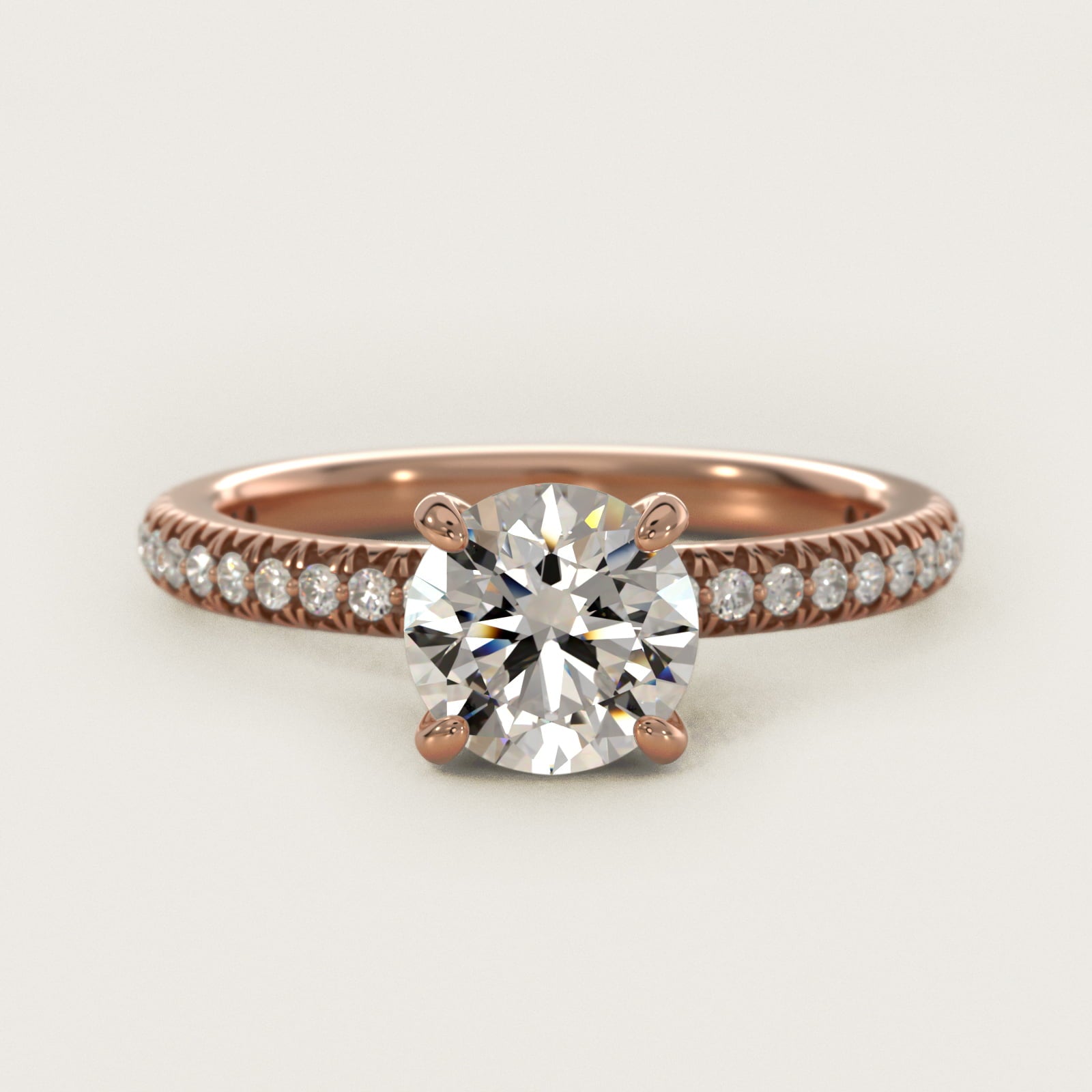Pav? Contour Diamond Engagement Ring In 18k Rose Gold By James Allen - Round Center