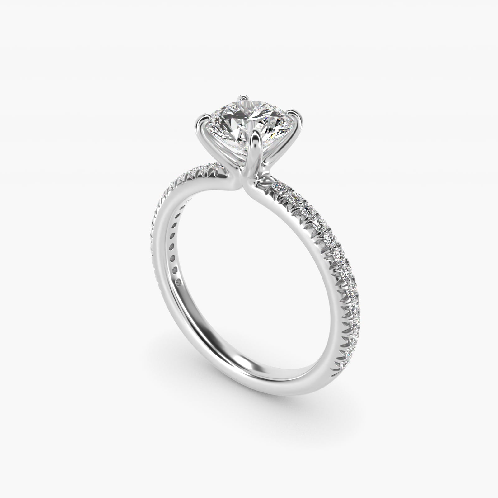 Pav? Contour Diamond Engagement Ring In 18k White Gold By James Allen - Round Center