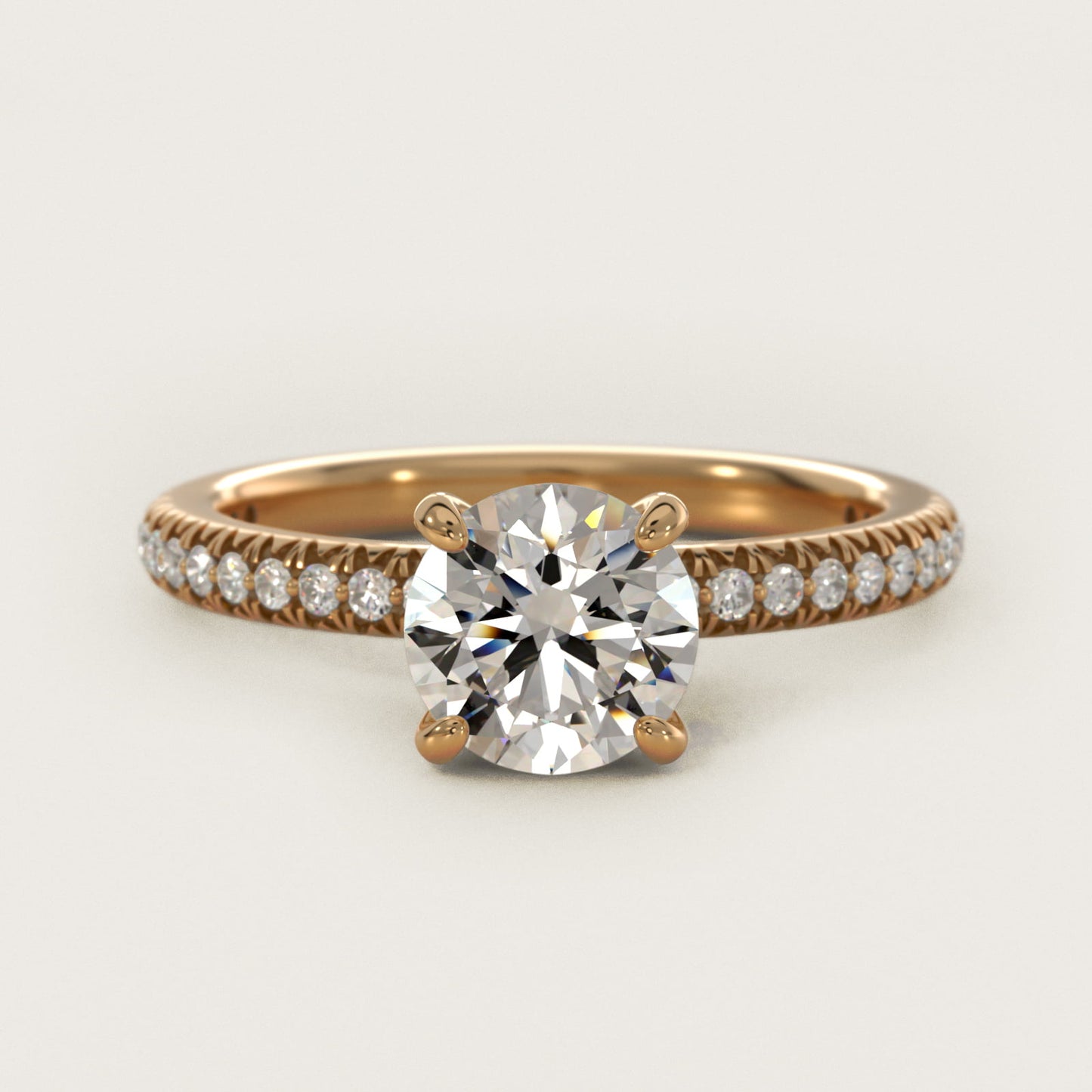 PavŽ Contour Diamond Engagement Ring In 14K Yellow Gold By James Allen - Round Center
