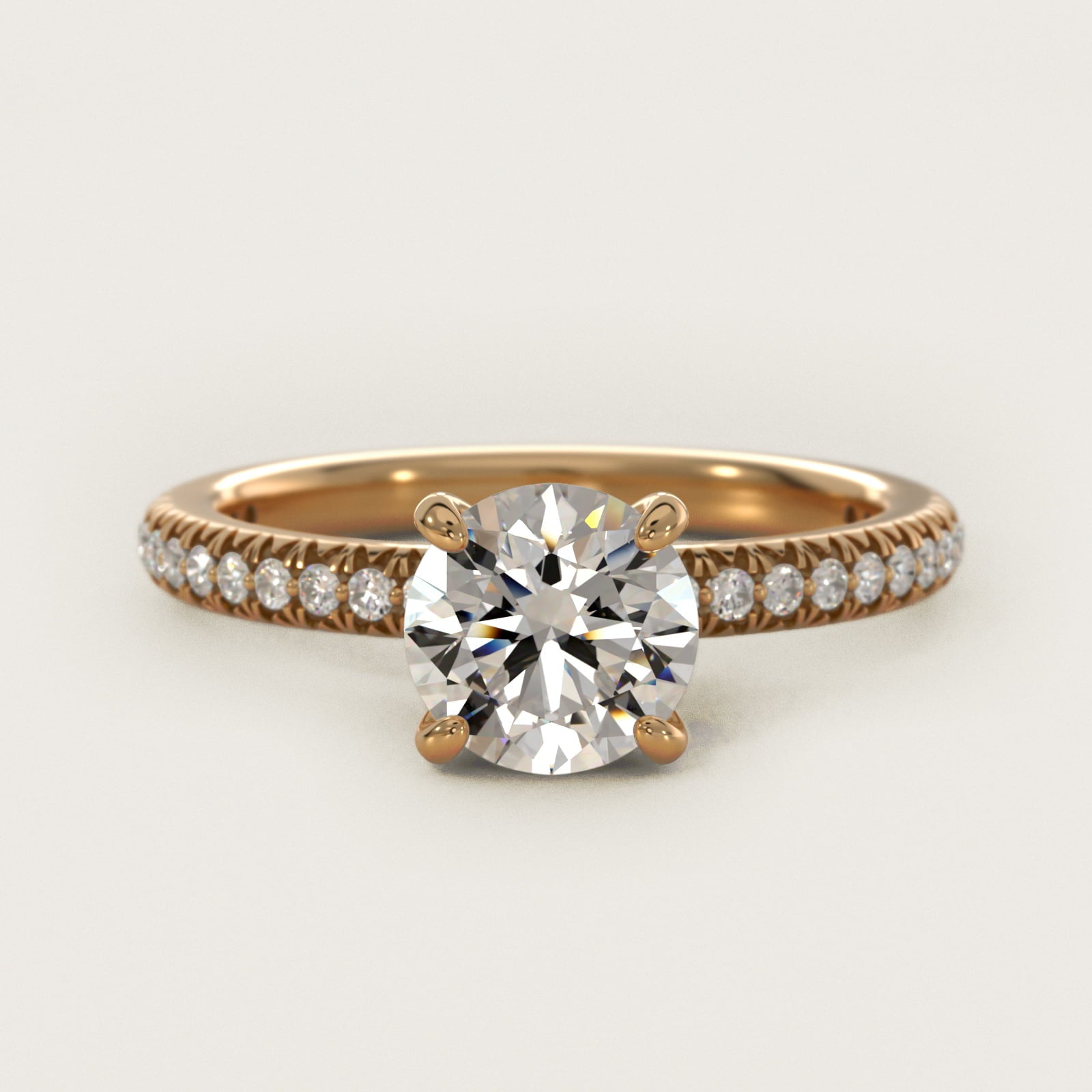 PavŽ Contour Diamond Engagement Ring In 14K Yellow Gold By James Allen - Round Center