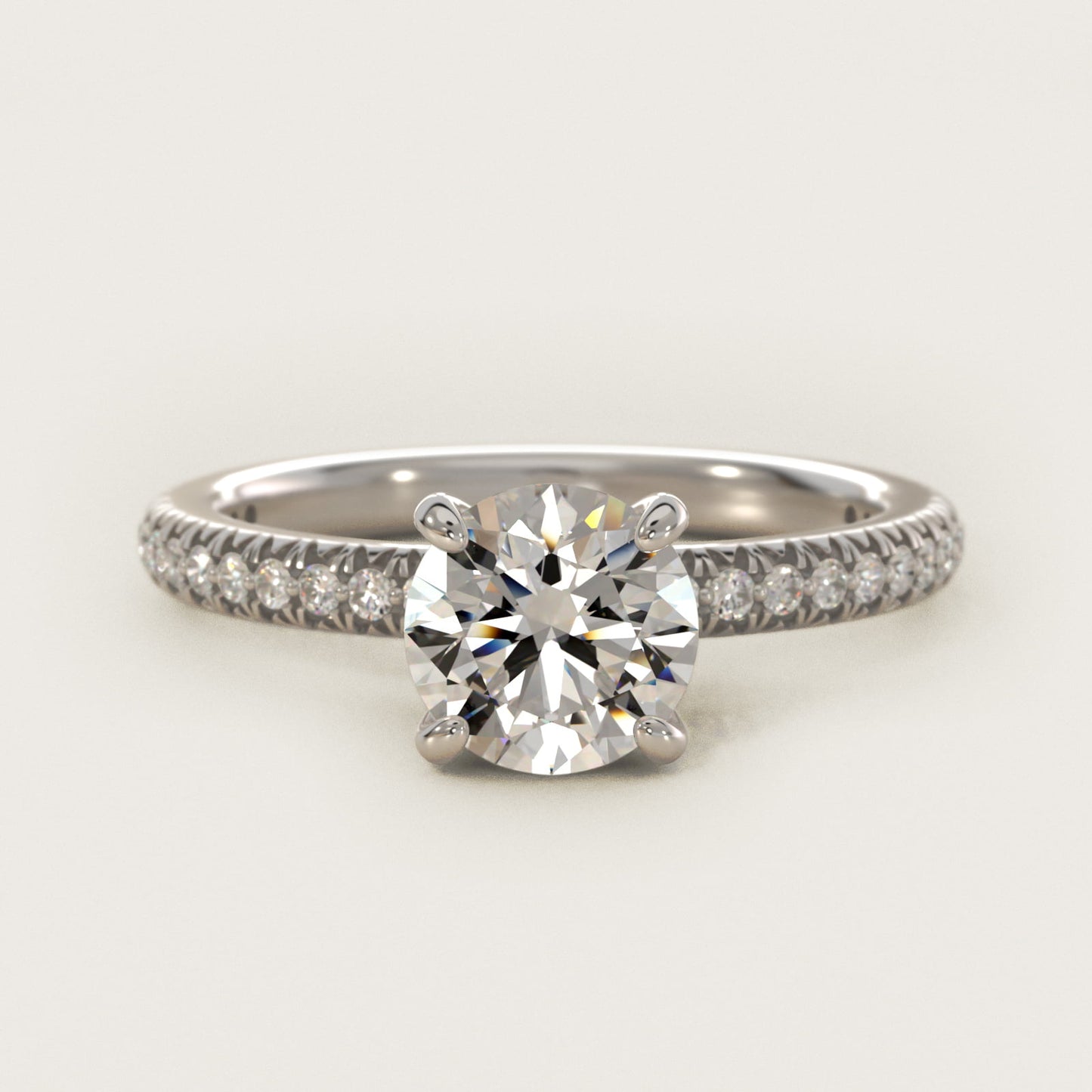 Pav? Contour Diamond Engagement Ring In Platinum By James Allen - Round Center