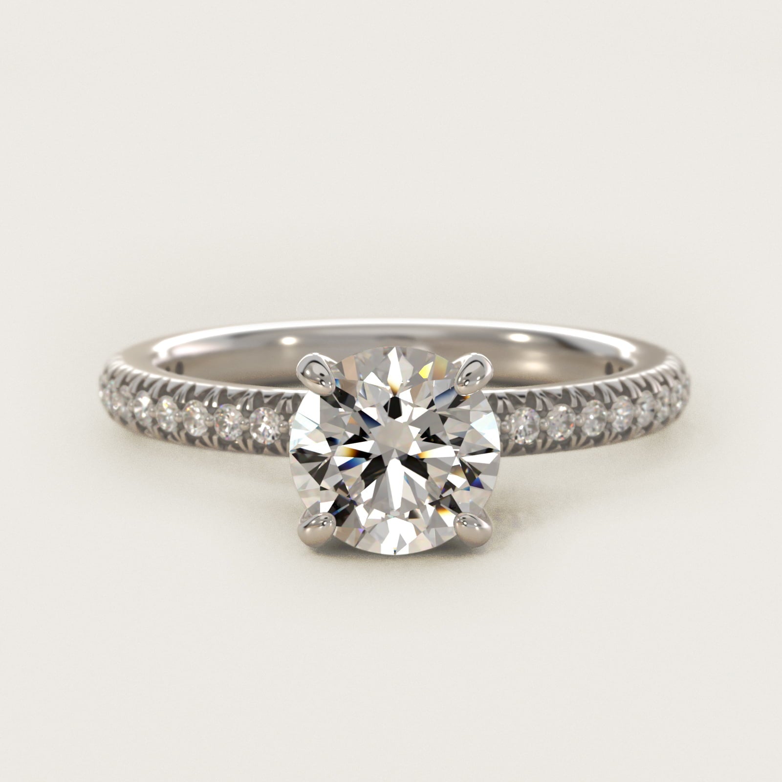 Pav? Contour Diamond Engagement Ring In Platinum By James Allen - Round Center