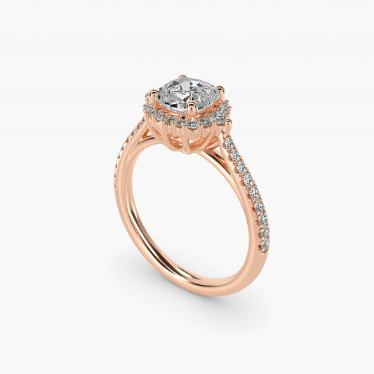 PavŽ Diamond Halo Cathedral Engagement Ring In 18k Rose Gold By James Allen - Cushion Center