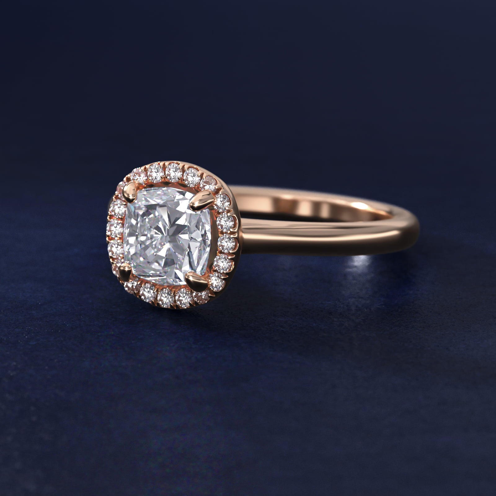 PavŽ Diamond Halo Engagement Ring In 14K Rose Gold (Cushion, Emerald, Radiant) By James Allen - Cushion Center