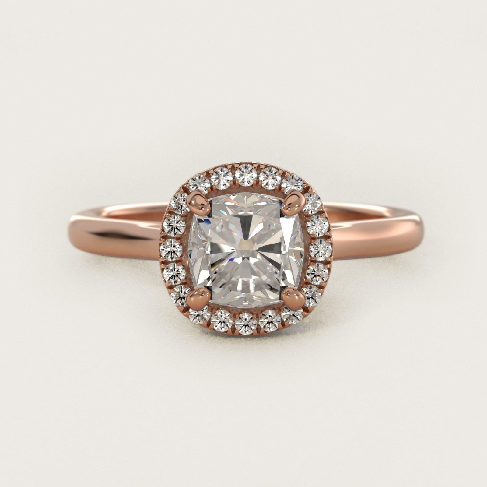 PavŽ Diamond Halo Engagement Ring In 18k Rose Gold (Cushion, Emerald, Radiant) By James Allen - Cushion Center