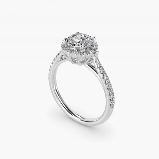 PavŽ Diamond Halo Cathedral Engagement Ring In 18k White Gold By James Allen - Cushion Center