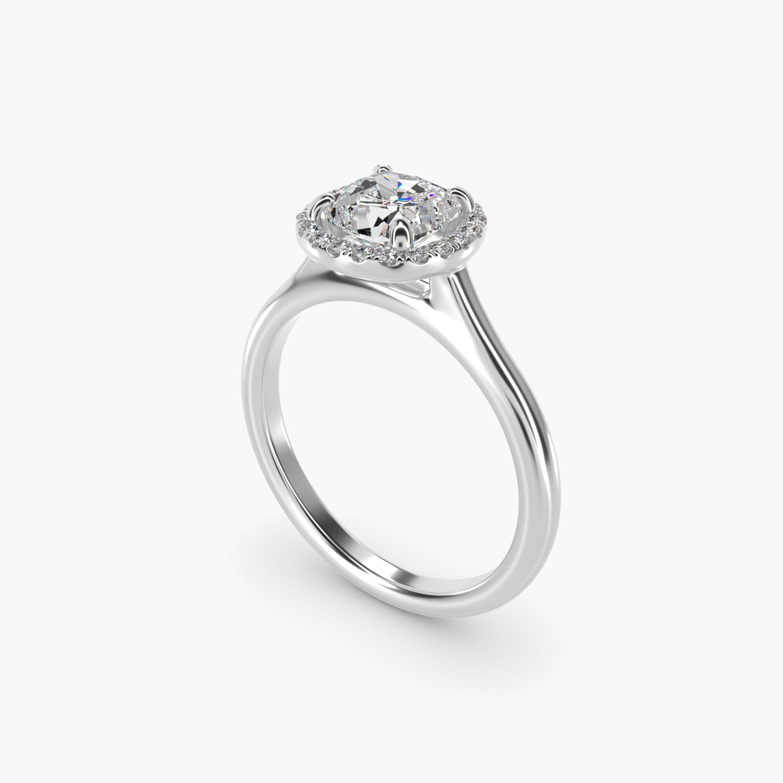 PavŽ Diamond Halo Engagement Ring In 18k White Gold (Cushion, Emerald, Radiant) By James Allen - Cushion Center