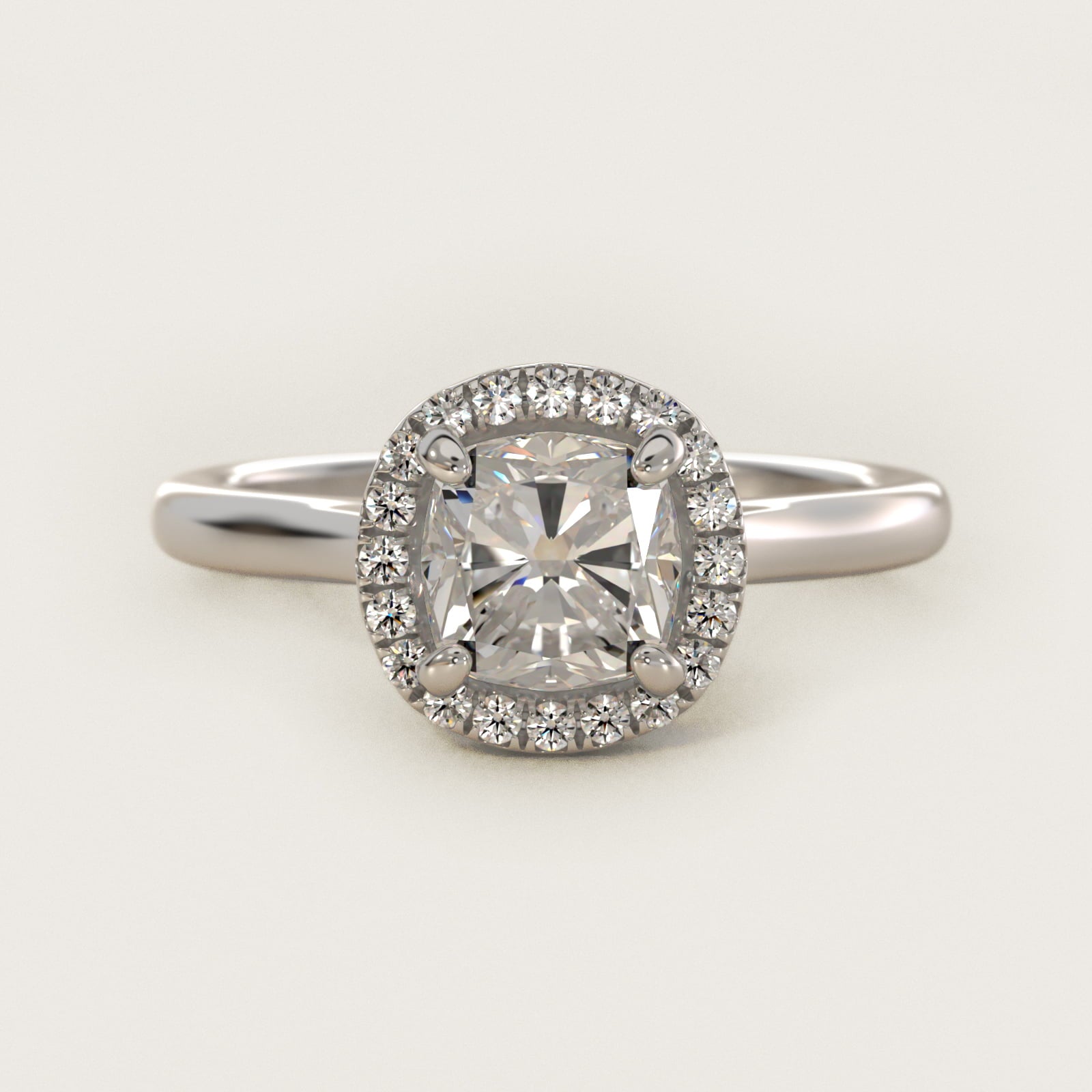 PavŽ Diamond Halo Engagement Ring In 14K White Gold (Cushion, Emerald, Radiant) By James Allen - Cushion Center