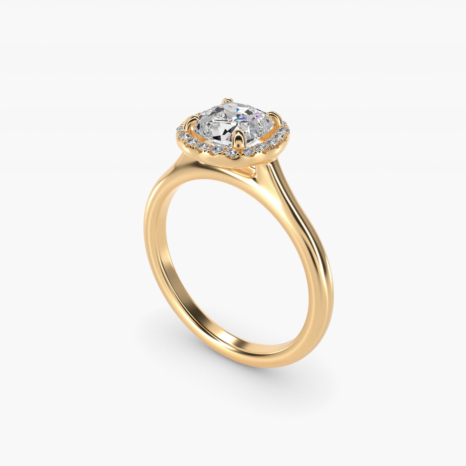 PavŽ Diamond Halo Engagement Ring In 18k Yellow Gold (Cushion, Emerald, Radiant) By James Allen - Cushion Center