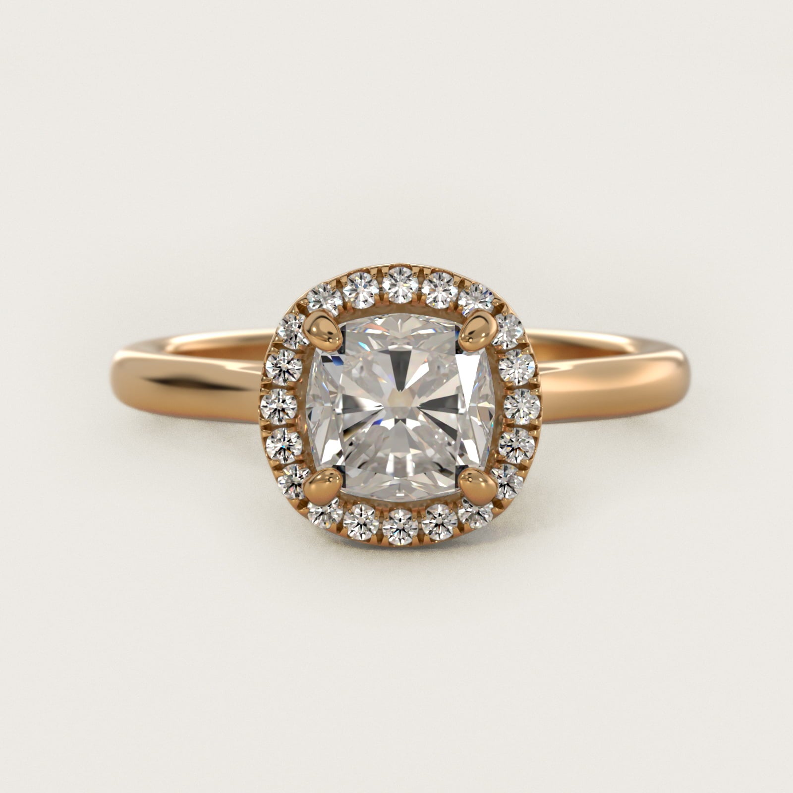 PavŽ Diamond Halo Engagement Ring In 18k Yellow Gold (Cushion, Emerald, Radiant) By James Allen - Cushion Center