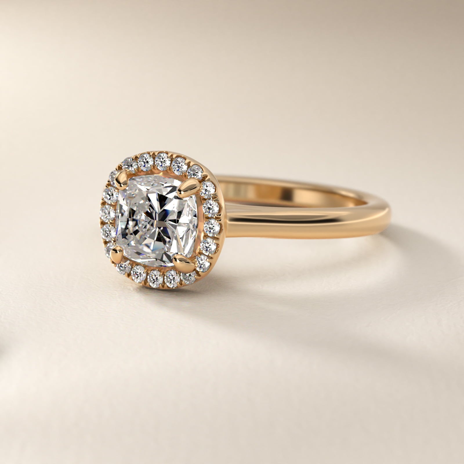 PavŽ Diamond Halo Engagement Ring In 14K Yellow Gold (Cushion, Emerald, Radiant) By James Allen - Cushion Center