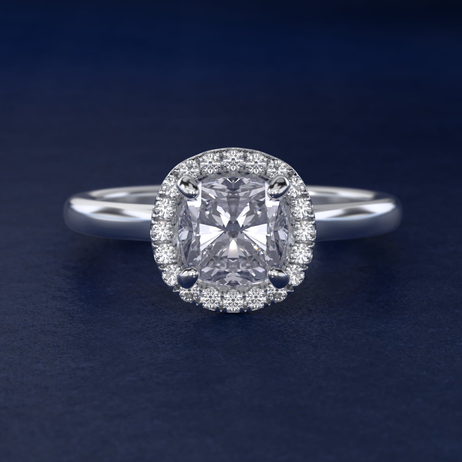 PavŽ Diamond Halo Engagement Ring In Platinum (Cushion, Emerald, Radiant) By James Allen - Cushion Center