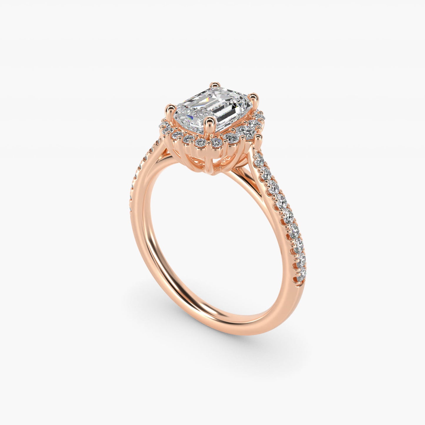 PavŽ Diamond Halo Cathedral Engagement Ring In 18k Rose Gold By James Allen - Emerald Center