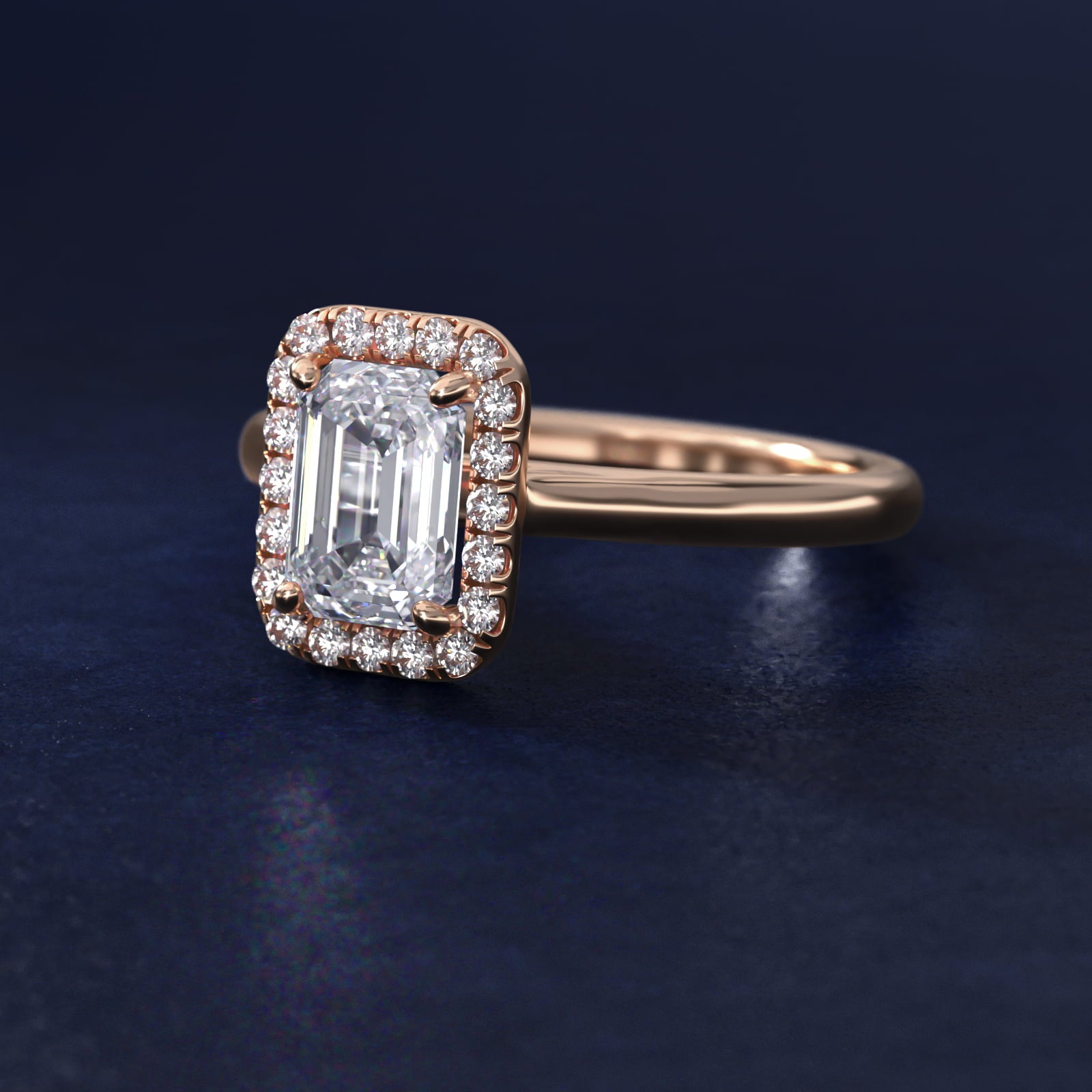 PavŽ Diamond Halo Engagement Ring In 14K Rose Gold (Cushion, Emerald, Radiant) By James Allen - Emerald Center