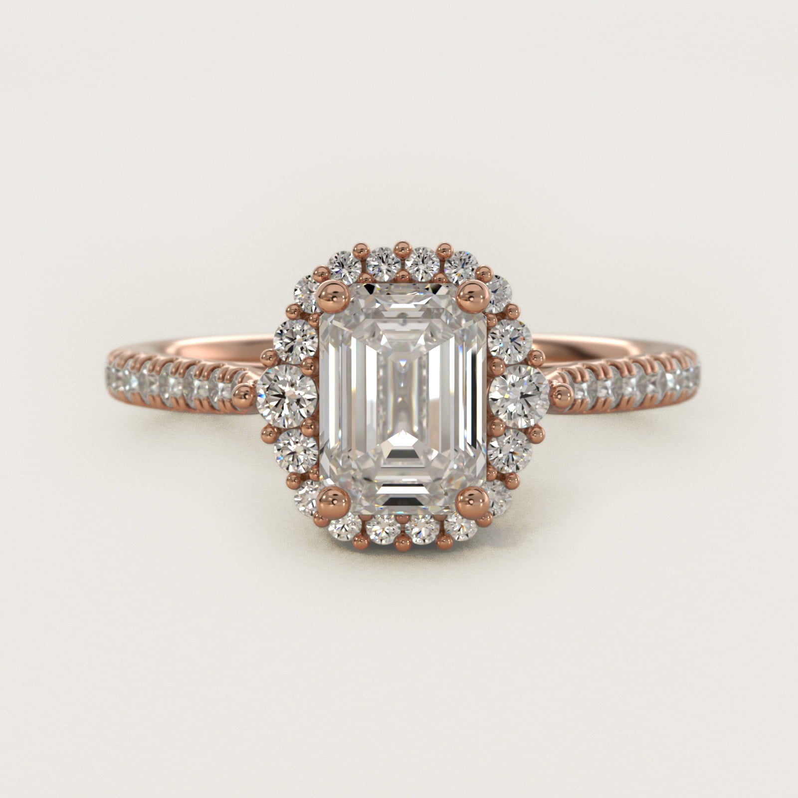 PavŽ Diamond Halo Cathedral Engagement Ring In 18k Rose Gold By James Allen - Emerald Center