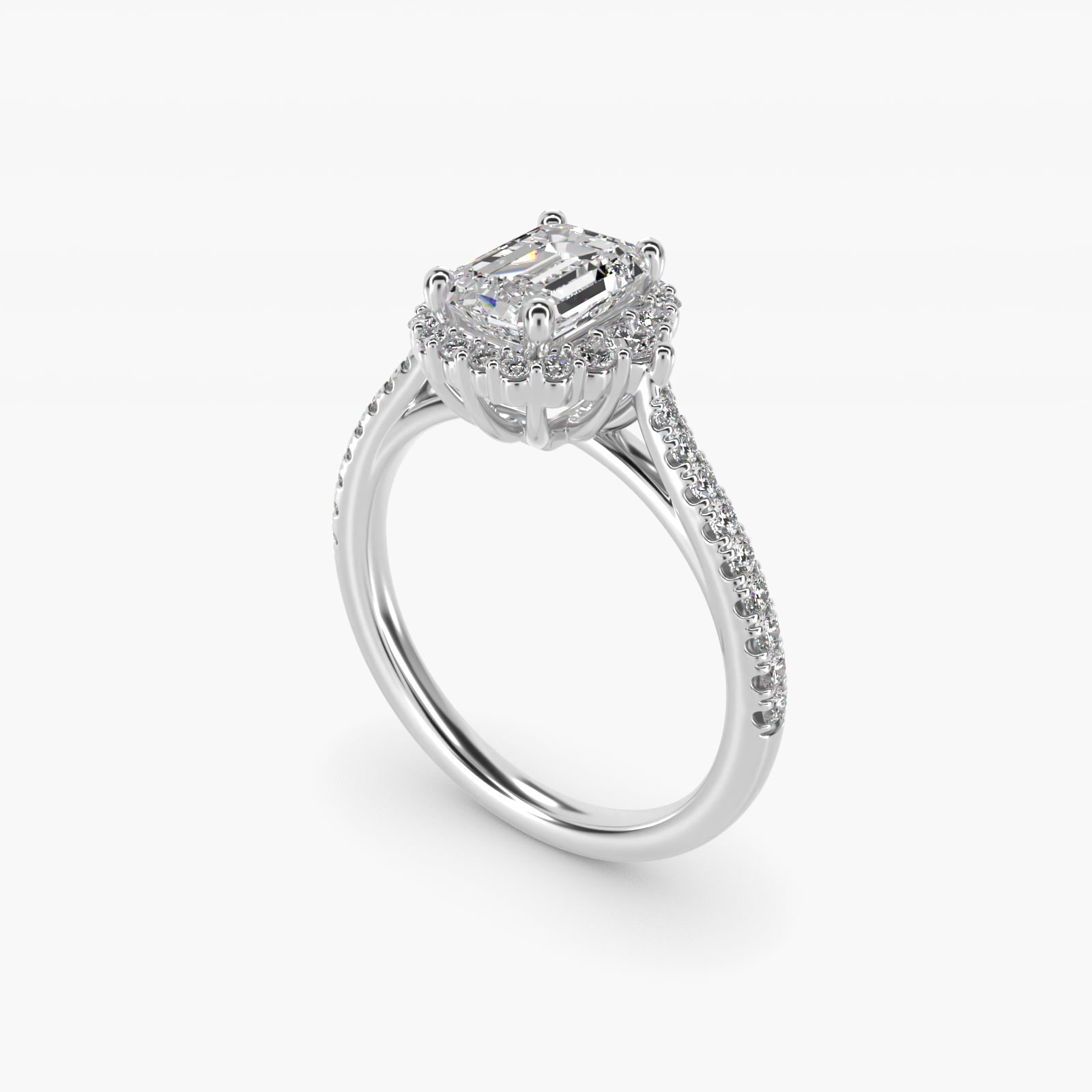 PavŽ Diamond Halo Cathedral Engagement Ring In 14K White Gold By James Allen - Emerald Center