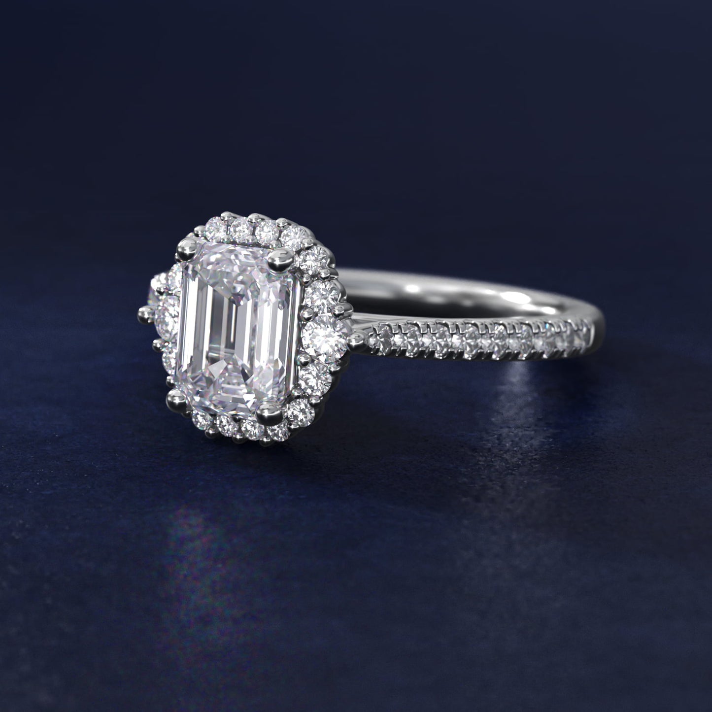 PavŽ Diamond Halo Cathedral Engagement Ring In 18k White Gold By James Allen - Emerald Center