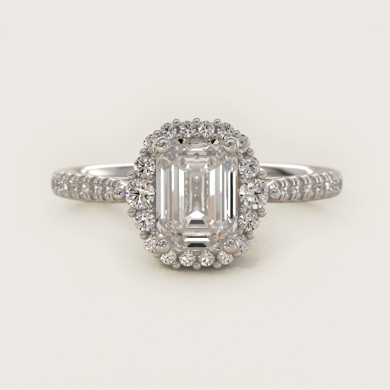 PavŽ Diamond Halo Cathedral Engagement Ring In 14K White Gold By James Allen - Emerald Center