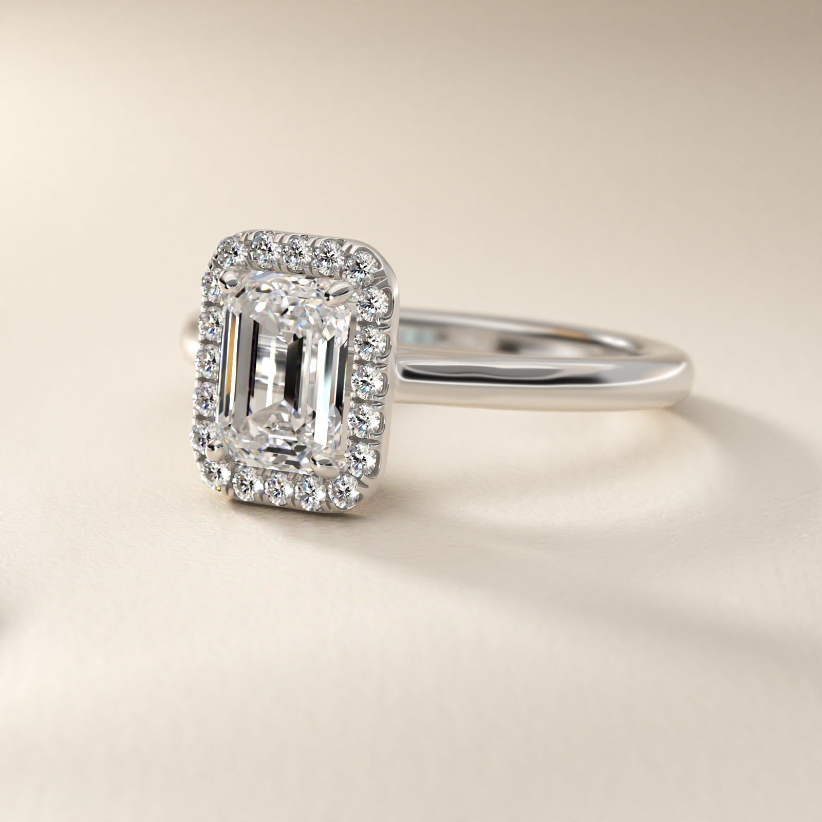 PavŽ Diamond Halo Engagement Ring In 18k White Gold (Cushion, Emerald, Radiant) By James Allen - Emerald Center