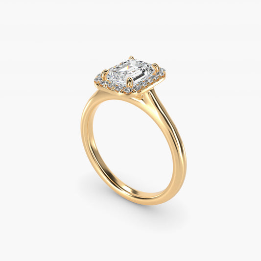 PavŽ Diamond Halo Engagement Ring In 18k Yellow Gold (Cushion, Emerald, Radiant) By James Allen - Emerald Center