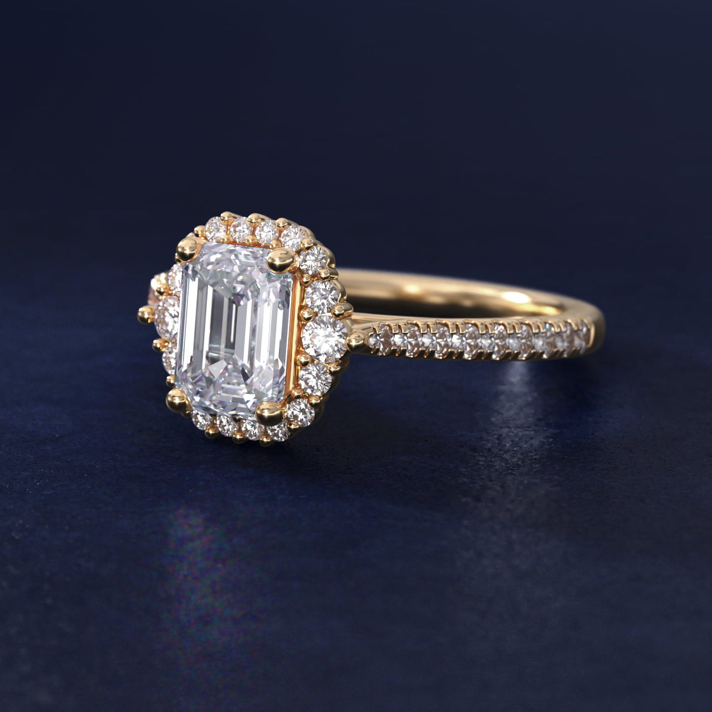 PavŽ Diamond Halo Cathedral Engagement Ring In 14K Yellow Gold By James Allen - Emerald Center