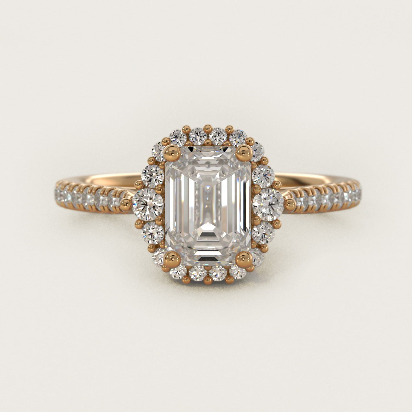 PavŽ Diamond Halo Cathedral Engagement Ring In 18k Yellow Gold By James Allen - Emerald Center