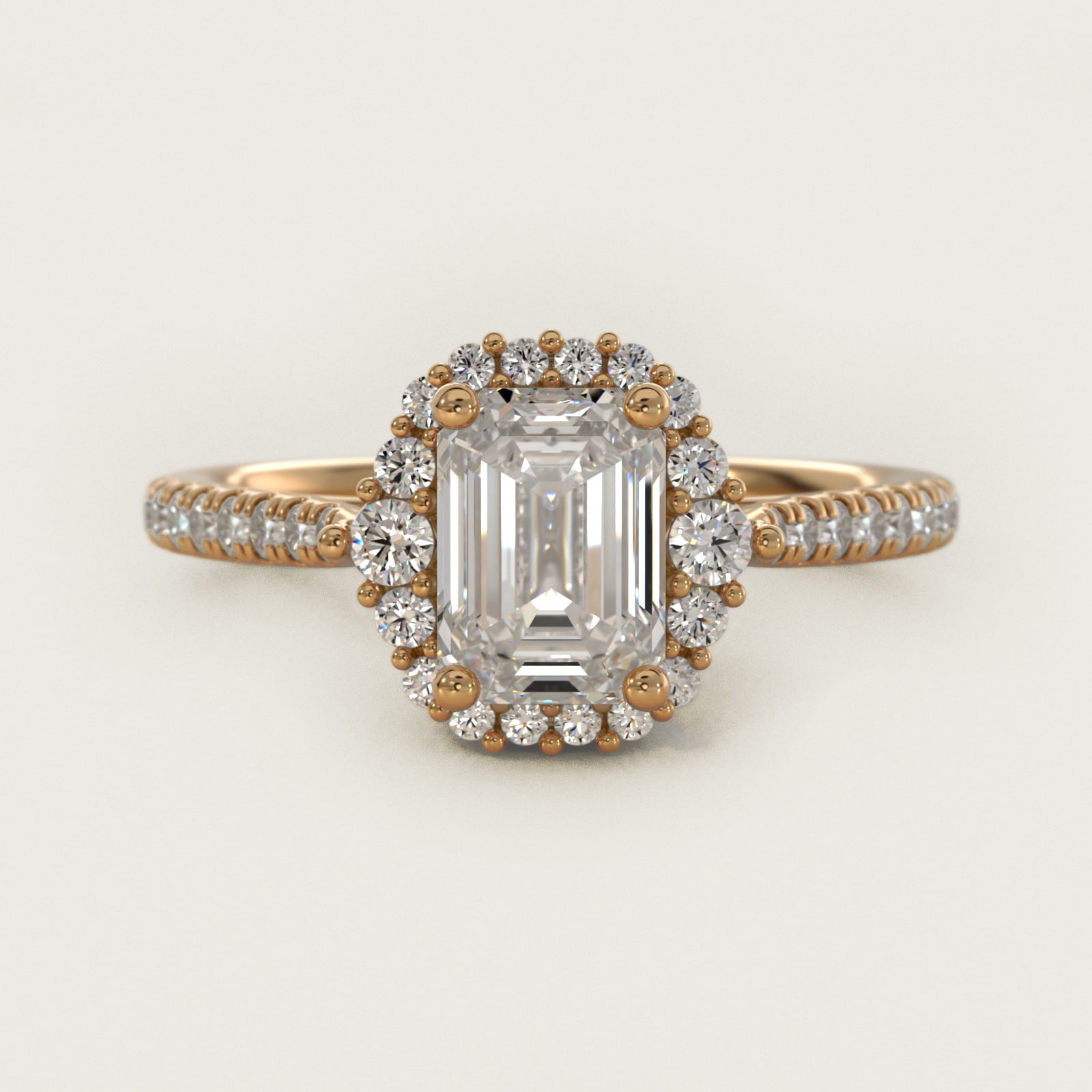 PavŽ Diamond Halo Cathedral Engagement Ring In 14K Yellow Gold By James Allen - Emerald Center