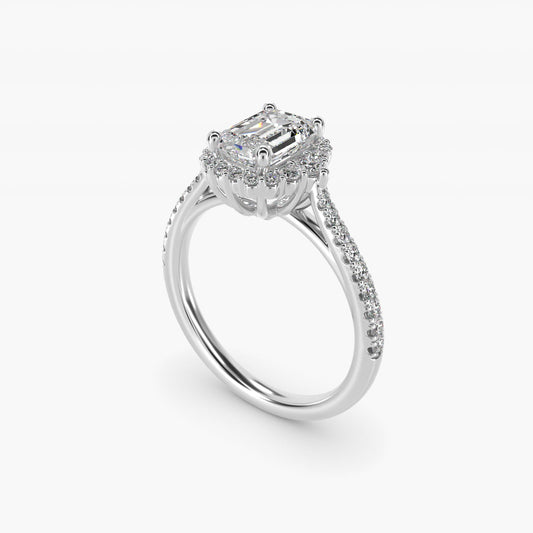 PavŽ Diamond Halo Cathedral Engagement Ring In Platinum By James Allen - Emerald Center