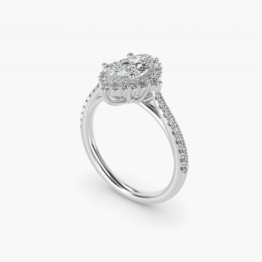 PavŽ Diamond Halo Cathedral Engagement Ring In 14K White Gold By James Allen - Marquise Center