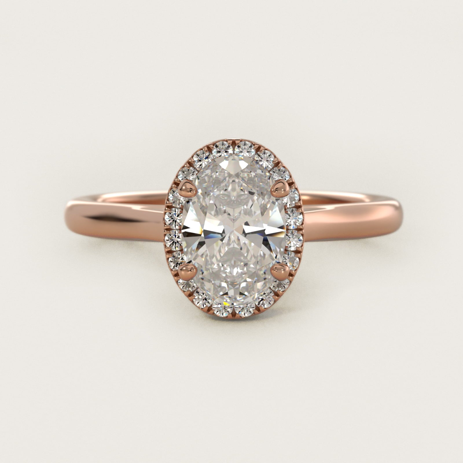 PavŽ Diamond Halo Engagement Ring In 14K Rose Gold (Oval) By James Allen - Oval Center