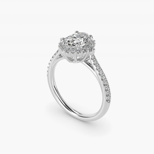 PavŽ Diamond Halo Cathedral Engagement Ring In 14K White Gold By James Allen - Oval Center