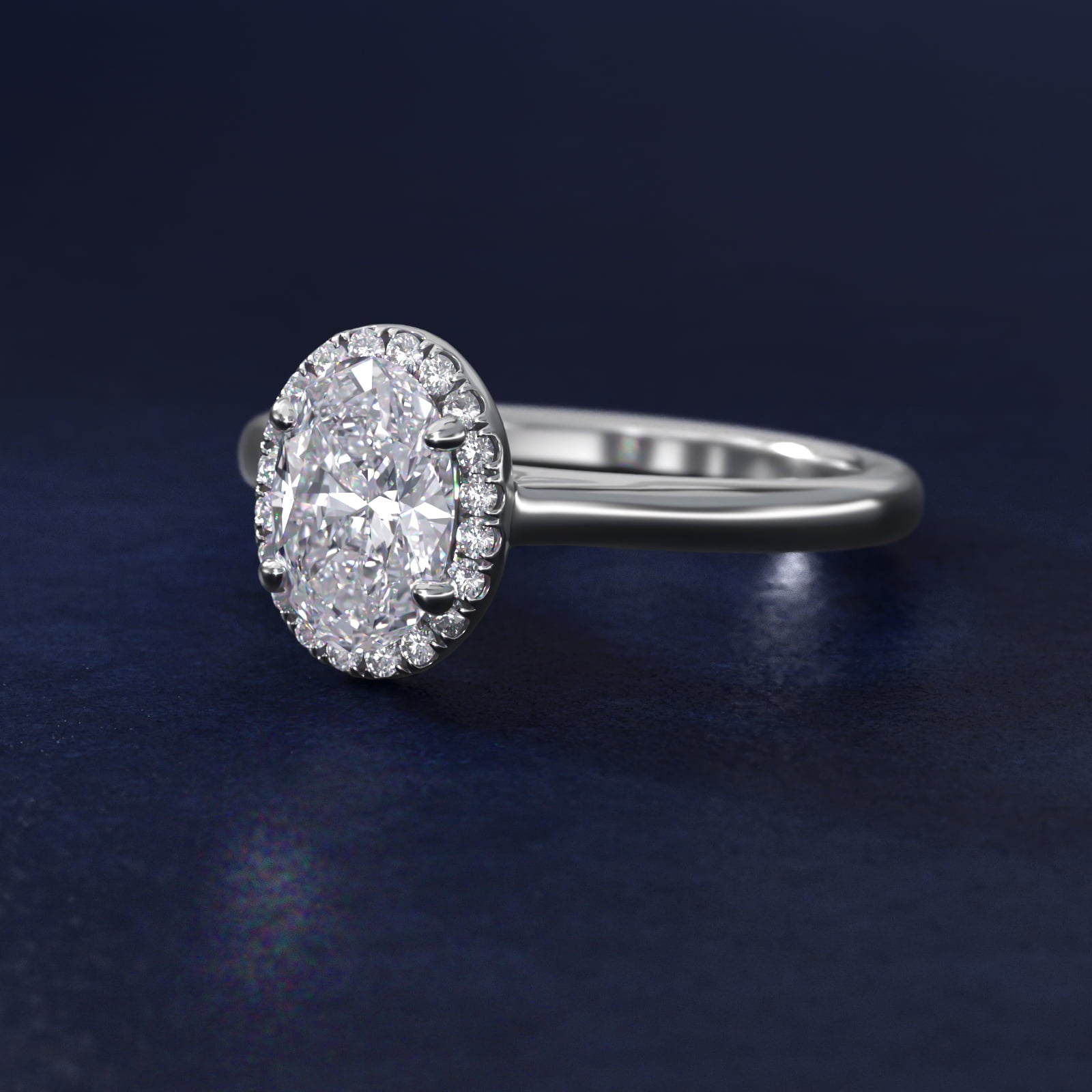 PavŽ Diamond Halo Engagement Ring In 14K White Gold (Oval) By James Allen - Oval Center