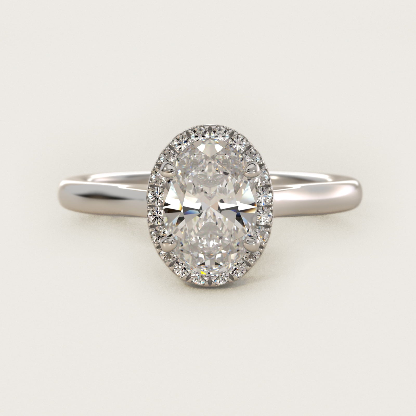 PavŽ Diamond Halo Engagement Ring In 14K White Gold (Oval) By James Allen - Oval Center
